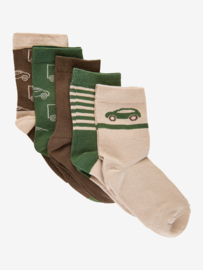 Minymo - 5-pack socks - groen/bruin