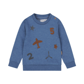 Dirkje - Sweater met ronde hals - Blauw met figuurtjes