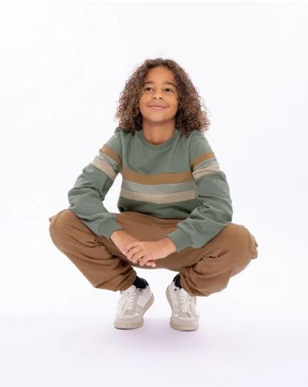 No Way Monday - Sweater zachtgroen gestreept
