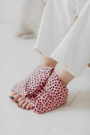 Warmtesjaal Roze met zwarte stippen Jersey
