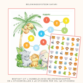 Beloningssysteem Safari met Diertjes Stickers - onverpakt