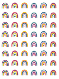 Stickervel Pastel Regenboogjes - verpakt voor winkelverkoop