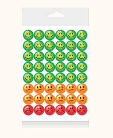 Stickervel Groen, Oranje, Rood Smileys - verpakt voor winkelverkoop