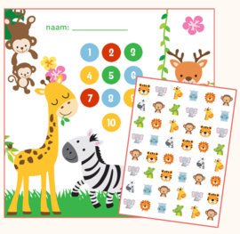 Beloningssysteem Jungle met Jungle Diertjes Stickers - verpakt voor winkelverkoop