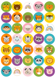 Stickerbogen Tierköpfe mit 35 Stickern