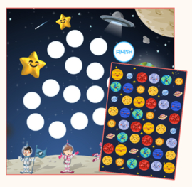Beloningssysteem Ruimte met Planeten Stickers - verpakt voor winkelverkoop