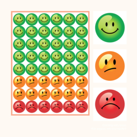 Stickervel Groen, Oranje, Rood Smileys - verpakt voor winkelverkoop