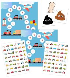 Beloningssysteem Voertuigen met Stickers  en verkleurende plasstickers - verpakt voor winkelverkoop