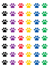 Stickerbogen Hundefüße mit 48 Stickern