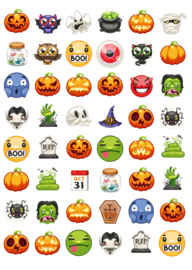 Stickervel Halloween Emoji - verpakt voor winkelverkoop