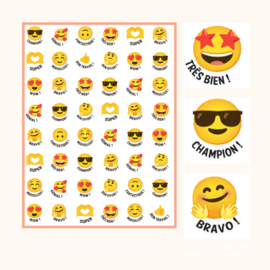Stickervel Franse Emoji's - verpakt voor winkelverkoop
