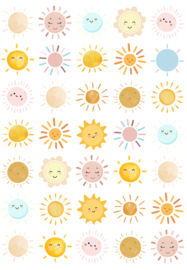 Stickerbogen Süße Sonnen mit 35 Stickern