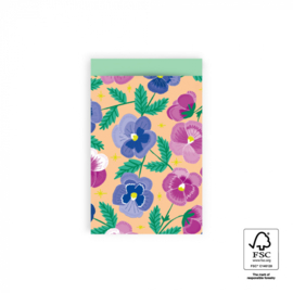 Cadeauzakje - Pansy Flowers Mint 12 x 19