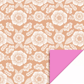 Cadeauzakje - Flowers Taupe/Pink 17 x 25