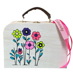 Houten koffertje bloemen