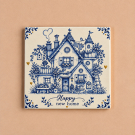 Tegel delfsblauw happy new home