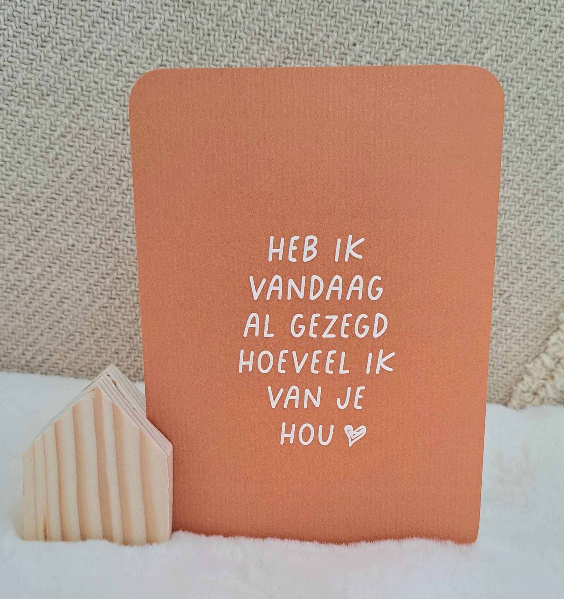 Kaart gezegd ik hou van jou + houder