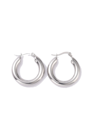 Silver trendy hoops