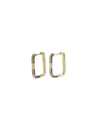 Golden color rectangle big hoops