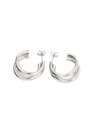 Silver three double stud hoops