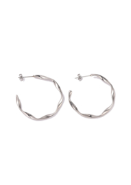 Silver twist stud hoops