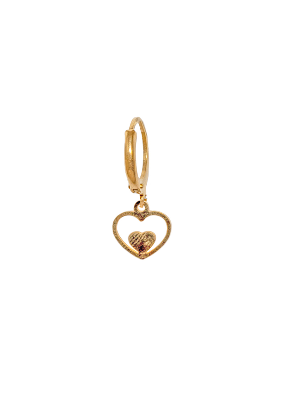 Golden double heart earring