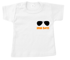 Shirtje -  mini boss met zonnebril - neon oranje