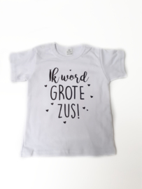 Shirtje 'ik word grote zus' met hartjes