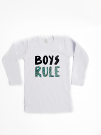 Shirtje 'boys rule' met luipaardprint groen