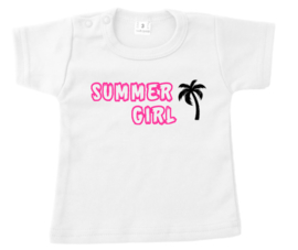 Shirtje - summer girl - palmboom - neon