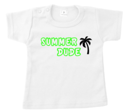 Shirtje - summer dude - palmboom - neon