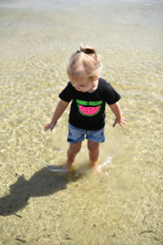 Shirtje - hello summer met watermeloen - neon groen en roze