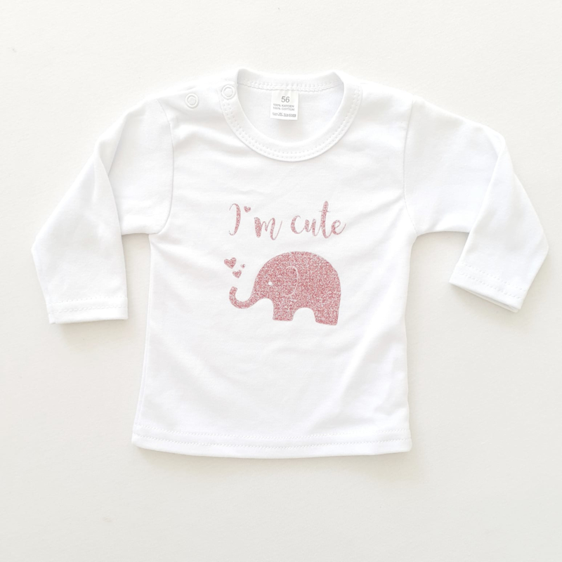 Shirtje 'I'm cute' met olifantje