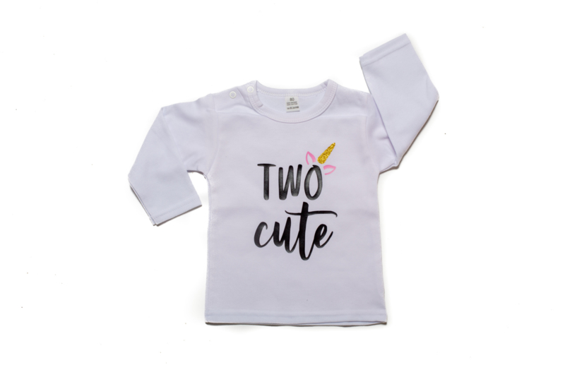 Verjaardagsshirt - two cute - 2 jaar - unicorn thema