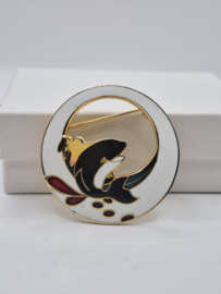 Emaille broche met Orca