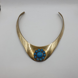 Messing choker met Turquoise steentjes
