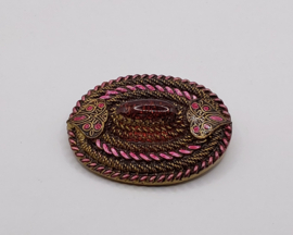 Houten broche met roze