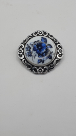 Sjaalclip met blauw witte steen