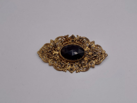 Bronskleurige broche met zwarte steen VERKOCHT