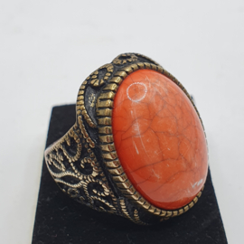 Bronzen ring met koraal VERKOCHT 