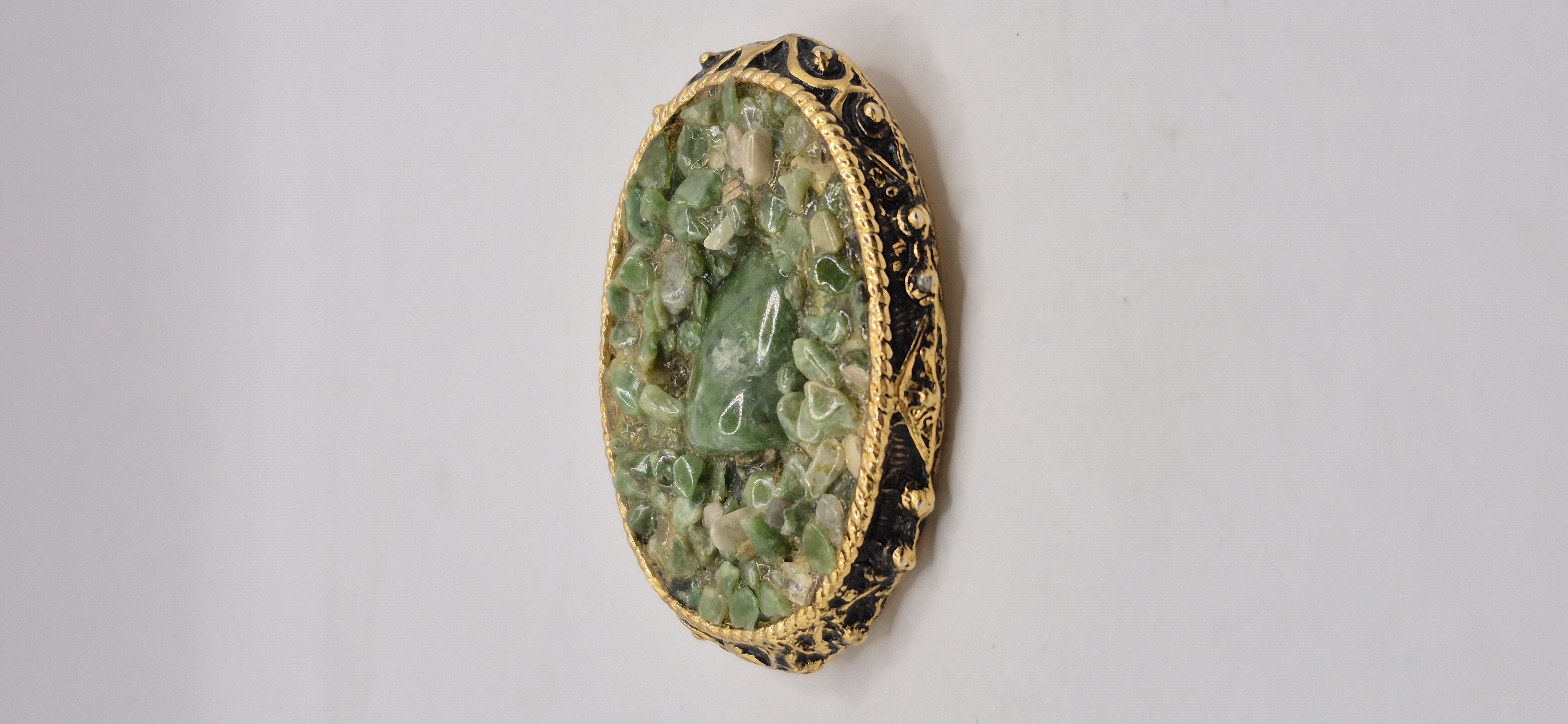 Vintage broche met Aventurijn