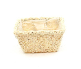 Basket white straw square 20x20x10cm