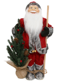 Kerstman staand 45cm rood/grijs