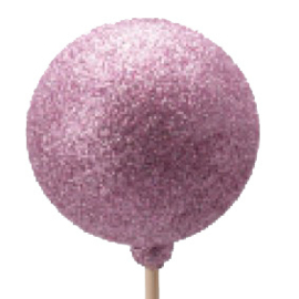 Kerstbal Glitter 6cm op 50cm stok roze 25stuks
