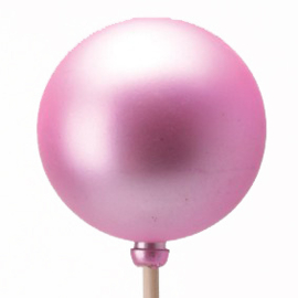 Kerstbal Mat 6cm op 50cm stok roze 25stuks