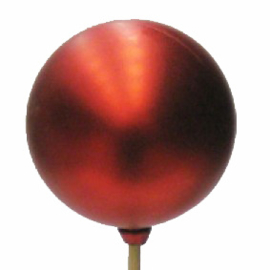 Kerstbal Mat 6cm op 50cm stok rood 25stuks