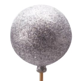 Kerstbal Glitter 6cm op 50cm stok zilver 25stuks