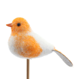 Vogel Lisa 8,5cm op 50cm stok oranje 15stuks