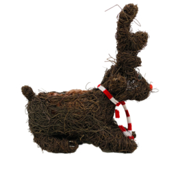 Rendier met mand bruin L:25 B:10 H:28