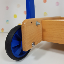 Houten Loopwagen Blokkenkar  Incl. Blokken - Blauw - Refurbished